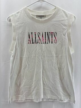 All Saints White Floral Logo Jasmine Immy Tank Size 10